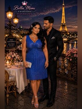 NWT Elegant Blue Sequin V-Neck Cocktail Dress size 20 💙💙💙 BRB SL 4